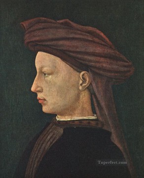 マサッチョ Painting - 若い男の横顔の肖像 クリスチャン・クアトロチェント・ルネサンス・マサッチョ